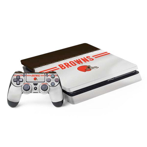 NFL Cleveland Browns White Striped PS4 Slim Bundle Skin