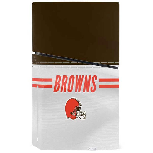 NFL Cleveland Browns White Striped PS5 Slim Disk Bundle Skin