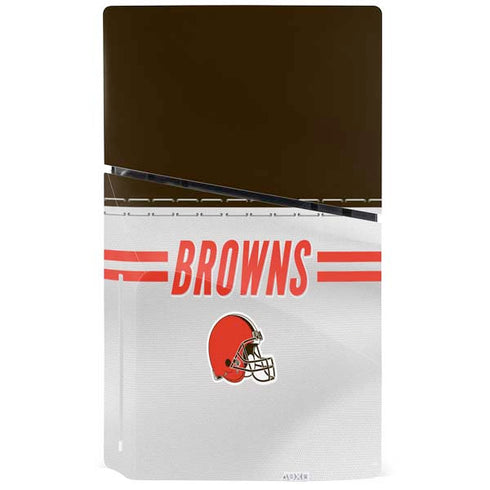 NFL Cleveland Browns White Striped PS5 Slim Disk Console Skin