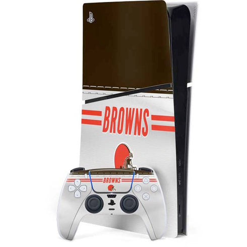 NFL Cleveland Browns White Striped PS5 Slim Digital Edition Bundle Skin