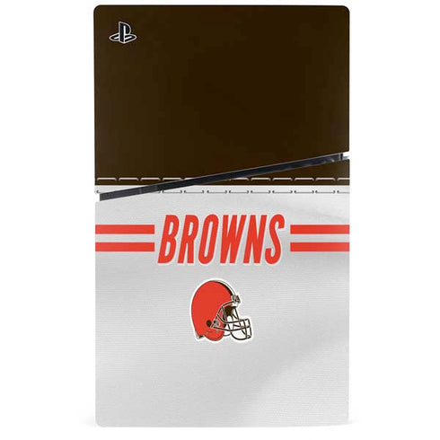 NFL Cleveland Browns White Striped PS5 Slim Digital Edition Bundle Skin