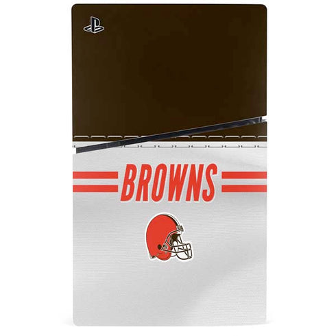 NFL Cleveland Browns White Striped PS5 Slim Digital Edition Console Skin
