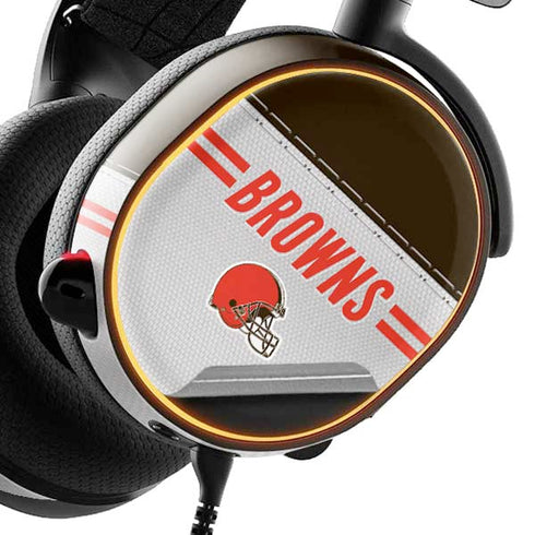 NFL Cleveland Browns White Striped SteelSeries Arctis 3 Skin