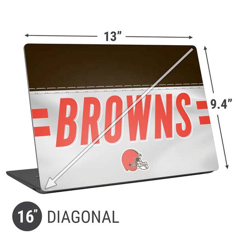 NFL Cleveland Browns White Striped Universal Laptop 16in (13 x 9.4in) Skin