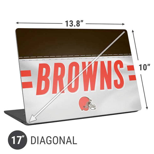 NFL Cleveland Browns White Striped Universal Laptop 17in (13.8 x 10in) Skin