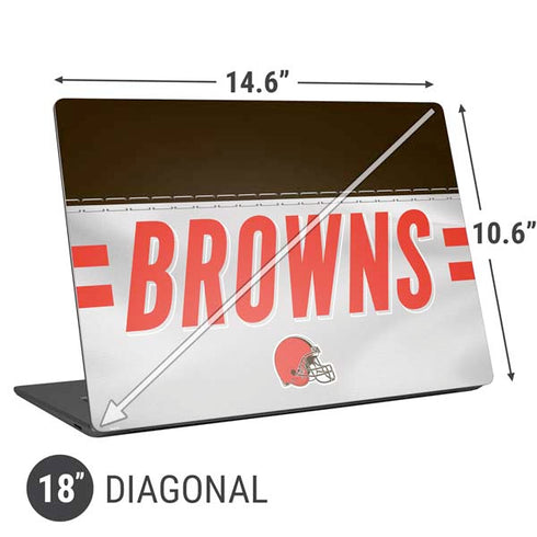 NFL Cleveland Browns White Striped Universal Laptop 18in (14.6 x 10.6in) Skin