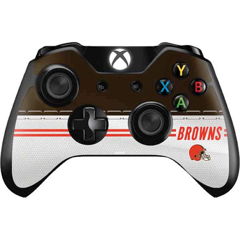 NFL Cleveland Browns White Striped Xbox One Controller Skin