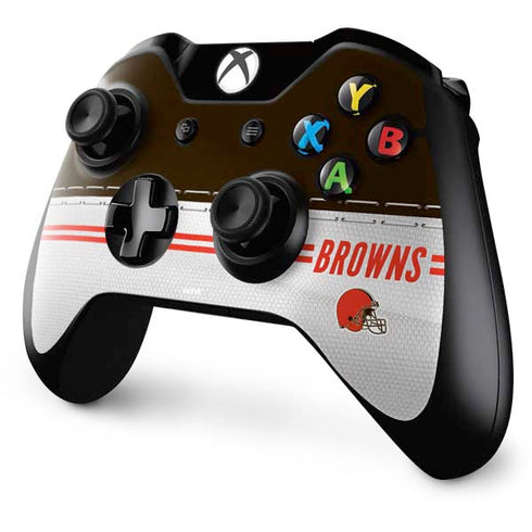 NFL Cleveland Browns White Striped Xbox One Controller Skin