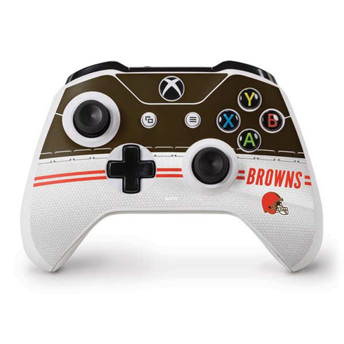 NFL Cleveland Browns White Striped Xbox One S Controller Skin