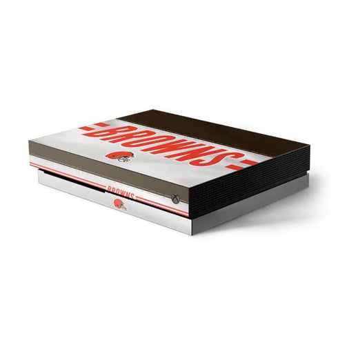 NFL Cleveland Browns White Striped Xbox One X Console Skin