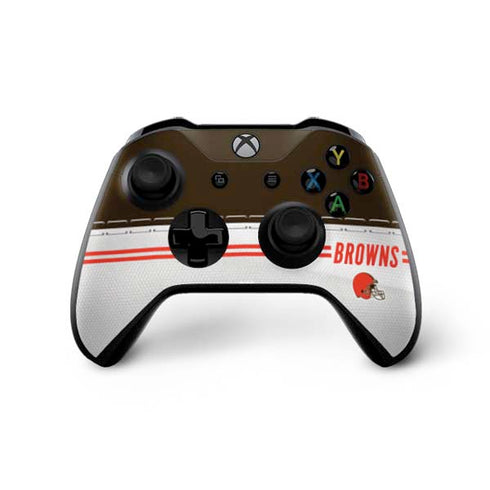 NFL Cleveland Browns White Striped Xbox One X Controller Skin