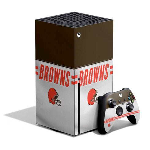 NFL Cleveland Browns White Striped Xbox Series X Bundle Skin