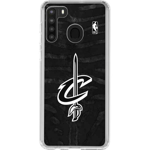 NBA Cleveland Cavaliers Black Animal Print Galaxy A21 Clear Case