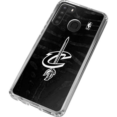 NBA Cleveland Cavaliers Black Animal Print Galaxy A21 Clear Case