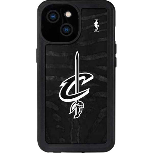 NBA Cleveland Cavaliers Black Animal Print iPhone 13 Mini Waterproof Case