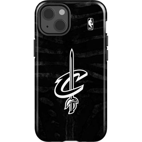 NBA Cleveland Cavaliers Black Animal Print iPhone 15 Impact Case