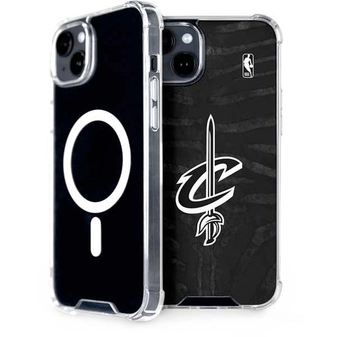 NBA Cleveland Cavaliers Black Animal Print iPhone 15 Plus MagSafe Case