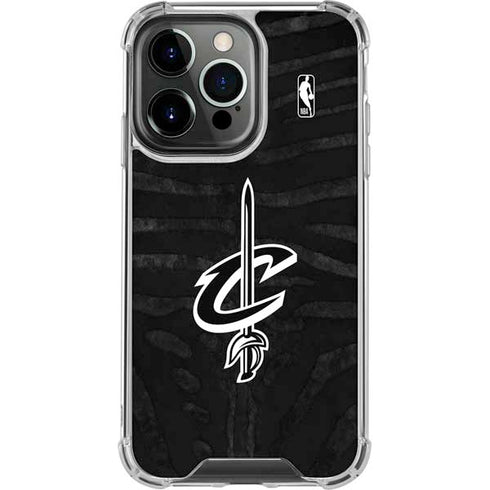 NBA Cleveland Cavaliers Black Animal Print iPhone 14 Pro Clear Case