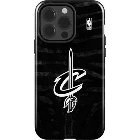 NBA Cleveland Cavaliers Black Animal Print iPhone 15 Pro Impact Case
