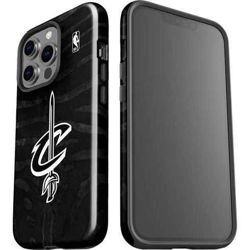 NBA Cleveland Cavaliers Black Animal Print iPhone 15 Pro Impact Case