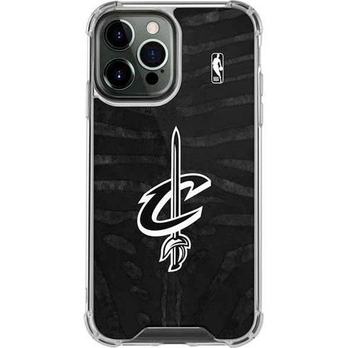 NBA Cleveland Cavaliers Black Animal Print iPhone 14 Pro Max Clear Case