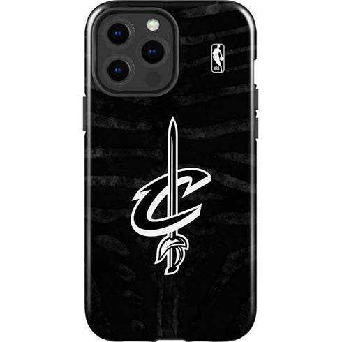 NBA Cleveland Cavaliers Black Animal Print iPhone 15 Pro Max Impact Case