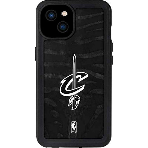 NBA Cleveland Cavaliers Black Animal Print iPhone 15 Plus Waterproof Case