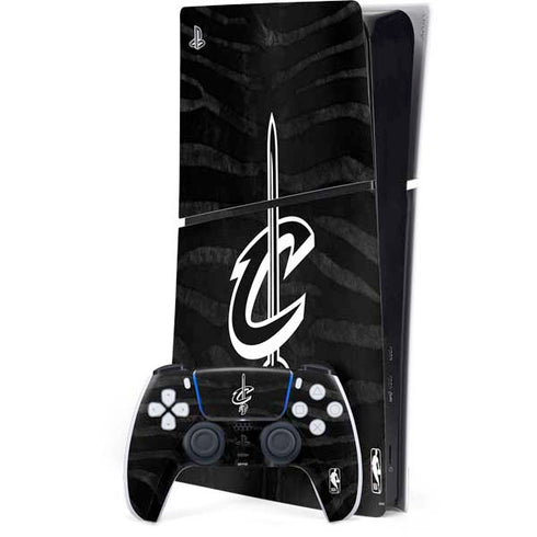 NBA Cleveland Cavaliers Black Animal Print PS5 Slim Digital Edition Console Skin
