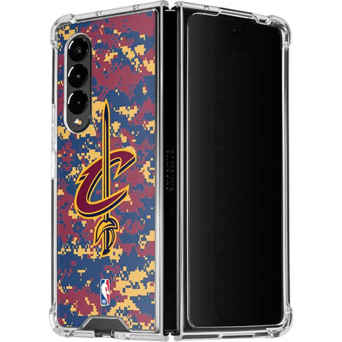 NBA Cleveland Cavaliers Digi Camo Galaxy Z Fold4 5G Clear Case