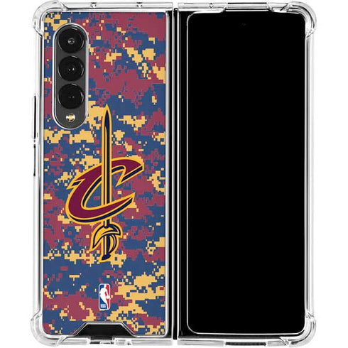 NBA Cleveland Cavaliers Digi Camo Galaxy Z Fold4 5G Clear Case