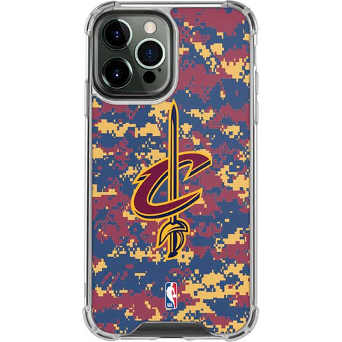 NBA Cleveland Cavaliers Digi Camo iPhone 14 Pro Max Clear Case