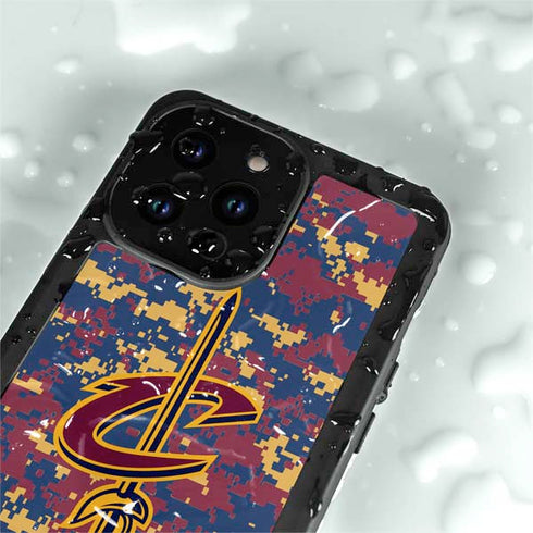 NBA Cleveland Cavaliers Digi Camo iPhone 14 Pro Max Waterproof Case