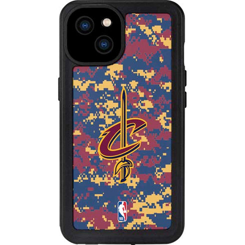 NBA Cleveland Cavaliers Digi Camo iPhone 15 Plus Waterproof Case