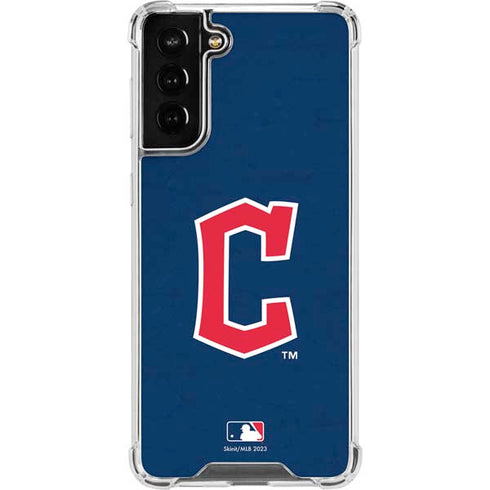 MLB Cleveland Guardians - Solid Distressed Galaxy S21 FE Clear Case