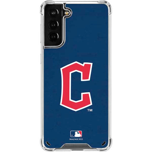 MLB Cleveland Guardians - Solid Distressed Galaxy S21 Plus 5G Clear Case