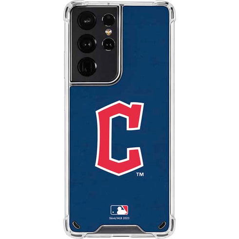 MLB Cleveland Guardians - Solid Distressed Galaxy S21 Ultra 5G Clear Case