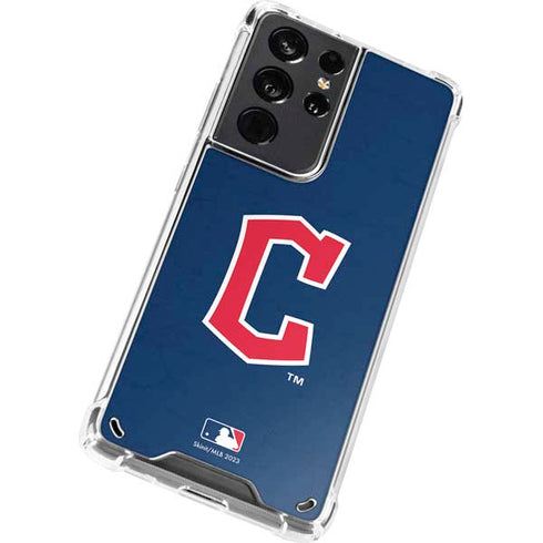MLB Cleveland Guardians - Solid Distressed Galaxy S21 Ultra 5G Clear Case