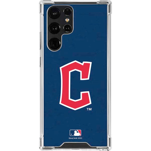MLB Cleveland Guardians - Solid Distressed Galaxy S22 Ultra Clear Case