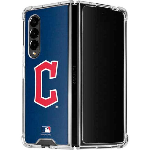 MLB Cleveland Guardians - Solid Distressed Galaxy Z Fold4 5G Clear Case