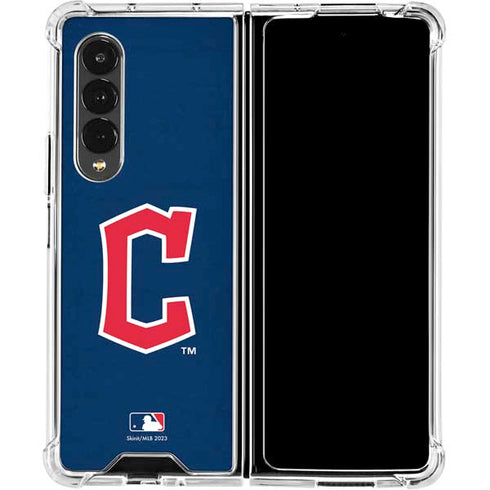 MLB Cleveland Guardians - Solid Distressed Galaxy Z Fold4 5G Clear Case