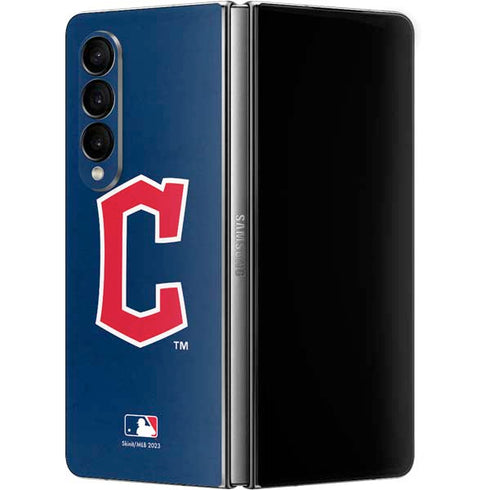 MLB Cleveland Guardians - Solid Distressed Galaxy Z Fold4 5G Skin