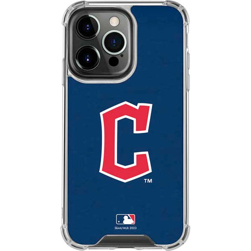MLB Cleveland Guardians - Solid Distressed iPhone 15 Pro Clear Case
