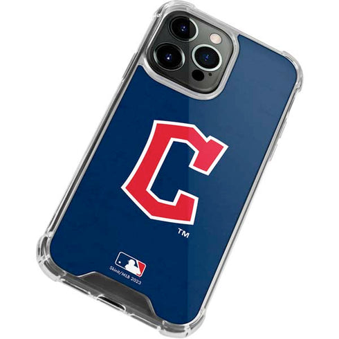 MLB Cleveland Guardians - Solid Distressed iPhone 14 Pro Clear Case