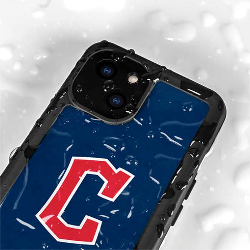 MLB Cleveland Guardians - Solid Distressed iPhone 15 Waterproof Case