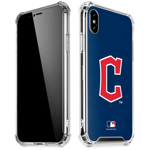 MLB Cleveland Guardians - Solid Distressed iPhone XS Max Clear Case