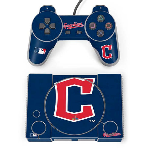 MLB Cleveland Guardians - Solid Distressed PlayStation Classic Bundle Skin