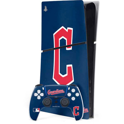 MLB Cleveland Guardians - Solid Distressed PS5 Slim Digital Edition Bundle Skin