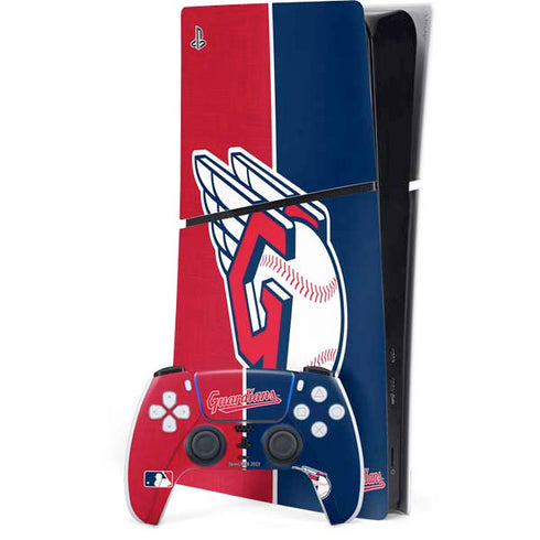 MLB Cleveland Guardians Split PS5 Slim Digital Edition Bundle Skin