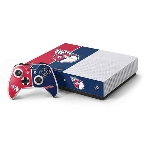 MLB Cleveland Guardians Split Xbox One S Console and Controller Bundle Skin