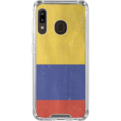 Colombia Flag Distressed Galaxy A30 Clear Case